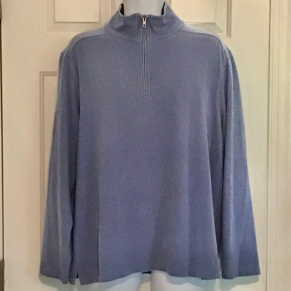 Men’s J.Crew dusty blue cotton 1/4 zip pullover - Picture 1 of 3